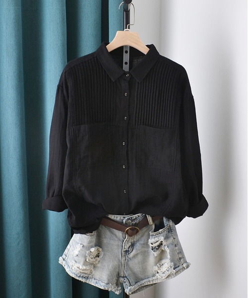 BLANC FICELLE（ブランフィセル）の「デザインシャツ（シャツ/ブラウス・レディース・ブルー/ホワイト/ブラック・M/L/XL/XX-LARGE）」の2枚目の写真