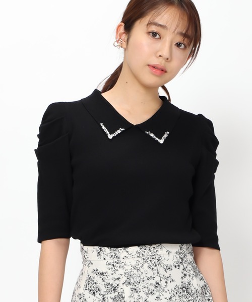 MISCH MASCH(ミッシュマッシュ)の「■2023秋冬新作■ビジュー衿パワショルニット/MM328314(ニット/セーター・レディース・ブラウン/ブラック/ホワイト・M)」の16枚目の写真