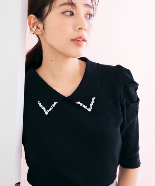 MISCH MASCH(ミッシュマッシュ)の「■2023秋冬新作■ビジュー衿パワショルニット/MM328314(ニット/セーター・レディース・ブラウン/ブラック/ホワイト・M)」の15枚目の写真