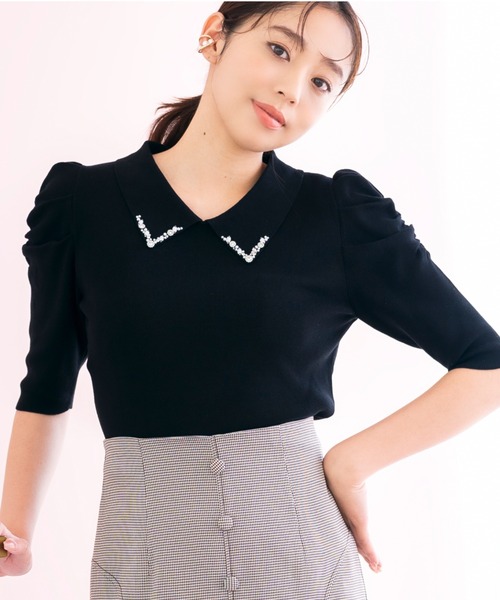 MISCH MASCH(ミッシュマッシュ)の「■2023秋冬新作■ビジュー衿パワショルニット/MM328314(ニット/セーター・レディース・ブラウン/ブラック/ホワイト・M)」の14枚目の写真