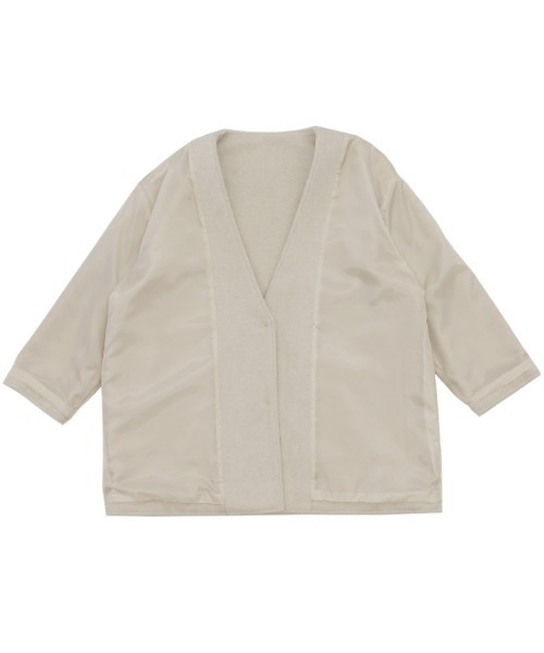 select MOCA（セレクトモカ）の「ノーカラーポケットデザインアウター（ノーカラーコート・レディース・アイボリー/スミクロ・FREE）」の6枚目の写真