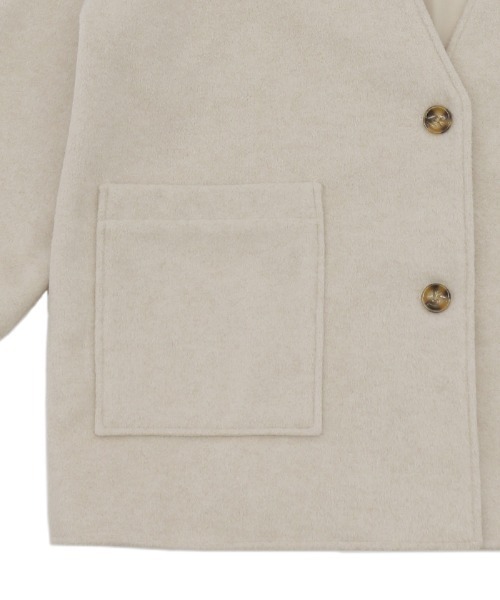 select MOCA（セレクトモカ）の「ノーカラーポケットデザインアウター（ノーカラーコート・レディース・アイボリー/スミクロ・FREE）」の8枚目の写真