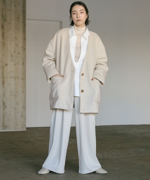 ノーカラーポケットデザインアウター（ノーカラーコート）｜select