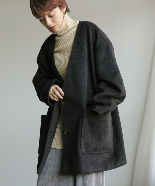 お値下げ♥BCBGMAXAZRIA ノーカラーケープジャケット　ブラック　М セール】[セレモニー/オケージョン対応]キーネックコクーンジャケット