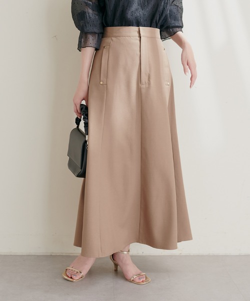 natural couture(ナチュラルクチュール)の「リベットややフレアスカート(スカート・レディース・ベージュ/ブラック/ブラウン/ブルー・FREE)」の4枚目の写真