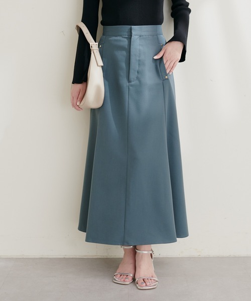 natural couture(ナチュラルクチュール)の「リベットややフレアスカート(スカート・レディース・ベージュ/ブラック/ブラウン/ブルー・FREE)」の1枚目の写真