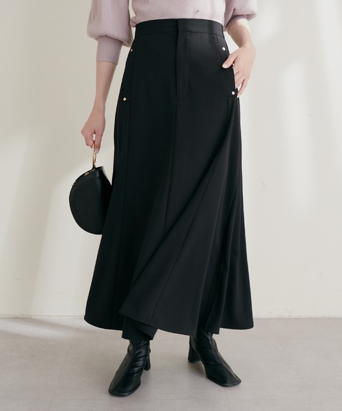 natural couture(ナチュラルクチュール)の「リベットややフレアスカート(スカート・レディース・ベージュ/ブラック/ブラウン/ブルー・FREE)」の2枚目の写真