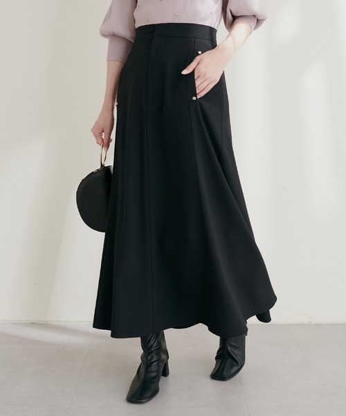 natural couture(ナチュラルクチュール)の「リベットややフレアスカート(スカート・レディース・ベージュ/ブラック/ブラウン/ブルー・FREE)」の6枚目の写真