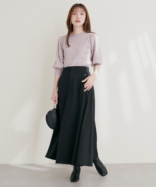 natural couture(ナチュラルクチュール)の「リベットややフレアスカート(スカート・レディース・ベージュ/ブラック/ブラウン/ブルー・FREE)」の8枚目の写真