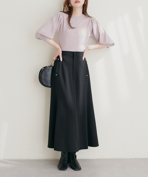 natural couture(ナチュラルクチュール)の「リベットややフレアスカート(スカート・レディース・ベージュ/ブラック/ブラウン/ブルー・FREE)」の7枚目の写真