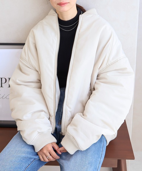 Social GIRL（ソーシャルガール）の「オーバーサイズギャザーMA-1ブルゾン（MA-1・レディース・ブラック/グレー/アイボリー・M/L）」の18枚目の写真