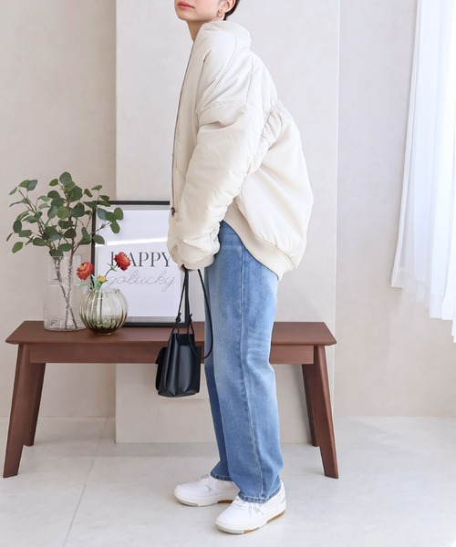 Social GIRL（ソーシャルガール）の「オーバーサイズギャザーMA-1ブルゾン（MA-1・レディース・ブラック/グレー/アイボリー・M/L）」の17枚目の写真