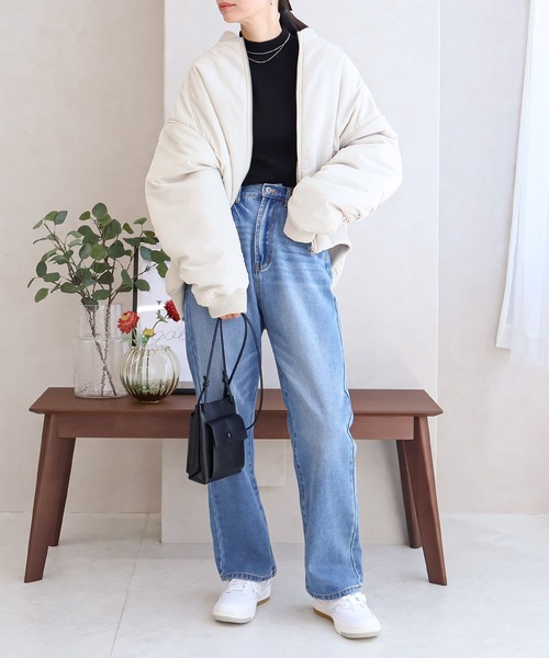 Social GIRL（ソーシャルガール）の「オーバーサイズギャザーMA-1ブルゾン（MA-1・レディース・ブラック/グレー/アイボリー・M/L）」の16枚目の写真