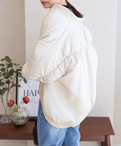 Social GIRL（ソーシャルガール）の「オーバーサイズギャザーMA-1ブルゾン（MA-1・レディース・ブラック/グレー/アイボリー・M/L）」の9枚目の写真