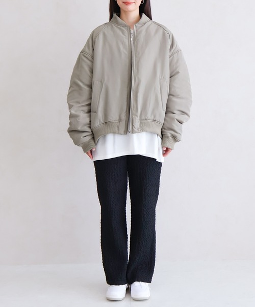 Social GIRL（ソーシャルガール）の「オーバーサイズギャザーMA-1ブルゾン（MA-1・レディース・ブラック/グレー/アイボリー・M/L）」の13枚目の写真