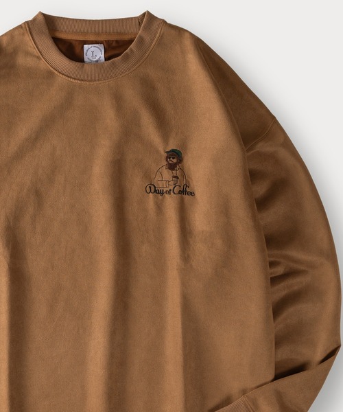 SlashDate(スラッシュデイト)の「BEARD MANワンポイント刺繍ポンチスウェードスウェット/プルオーバー(スウェット・メンズ・アイボリー/チャコールグレー/グレー系その他/グリーン/ブラウン/オフホワイト・L/M)」の5枚目の写真