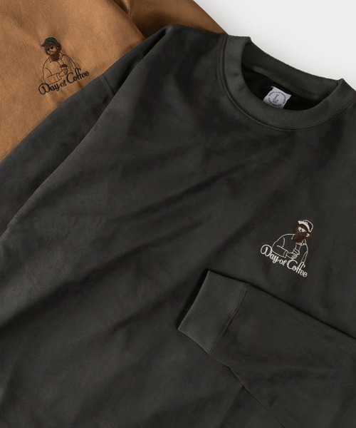 SlashDate(スラッシュデイト)の「BEARD MANワンポイント刺繍ポンチスウェードスウェット/プルオーバー(スウェット・メンズ・アイボリー/チャコールグレー/グレー系その他/グリーン/ブラウン/オフホワイト・L/M)」の19枚目の写真