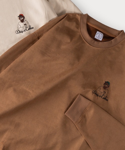 SlashDate(スラッシュデイト)の「BEARD MANワンポイント刺繍ポンチスウェードスウェット/プルオーバー(スウェット・メンズ・アイボリー/チャコールグレー/グレー系その他/グリーン/ブラウン/オフホワイト・L/M)」の20枚目の写真