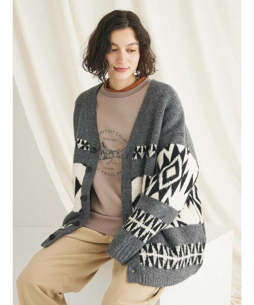 CRAFT STANDARD BOUTIQUE（クラフトスタンダードブティック）の「【男女兼用】オルテガ柄カーディガン　◆（カーディガン/ボレロ・レディース・グレー/ブラック/ベージュ・L/M）」の16枚目の写真