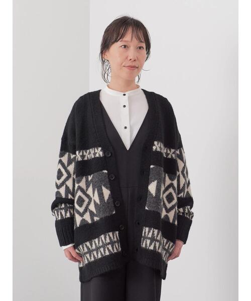 CRAFT STANDARD BOUTIQUE（クラフトスタンダードブティック）の「【男女兼用】オルテガ柄カーディガン　◆（カーディガン/ボレロ・レディース・グレー/ブラック/ベージュ・L/M）」の15枚目の写真