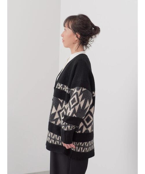 CRAFT STANDARD BOUTIQUE（クラフトスタンダードブティック）の「【男女兼用】オルテガ柄カーディガン　◆（カーディガン/ボレロ・レディース・グレー/ブラック/ベージュ・L/M）」の14枚目の写真