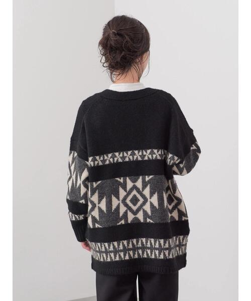 CRAFT STANDARD BOUTIQUE（クラフトスタンダードブティック）の「【男女兼用】オルテガ柄カーディガン　◆（カーディガン/ボレロ・レディース・グレー/ブラック/ベージュ・L/M）」の13枚目の写真