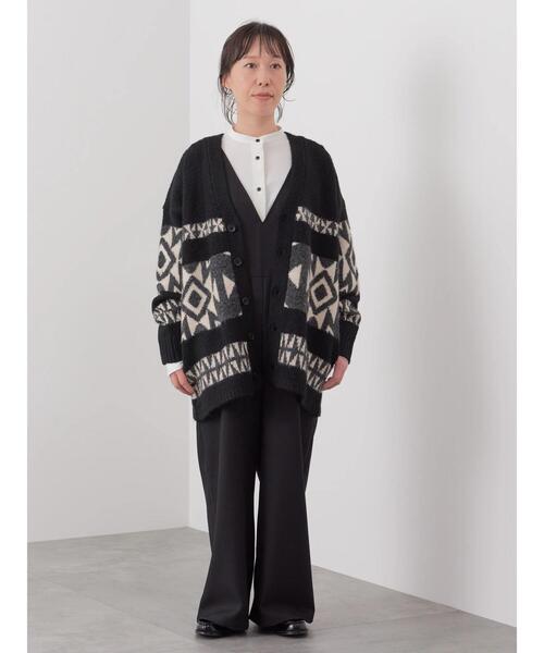 CRAFT STANDARD BOUTIQUE（クラフトスタンダードブティック）の「【男女兼用】オルテガ柄カーディガン　◆（カーディガン/ボレロ・レディース・グレー/ブラック/ベージュ・L/M）」の12枚目の写真