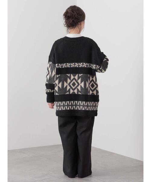 CRAFT STANDARD BOUTIQUE（クラフトスタンダードブティック）の「【男女兼用】オルテガ柄カーディガン　◆（カーディガン/ボレロ・レディース・グレー/ブラック/ベージュ・L/M）」の10枚目の写真