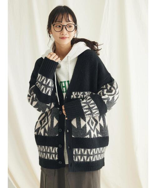 CRAFT STANDARD BOUTIQUE（クラフトスタンダードブティック）の「【男女兼用】オルテガ柄カーディガン　◆（カーディガン/ボレロ・レディース・グレー/ブラック/ベージュ・L/M）」の9枚目の写真