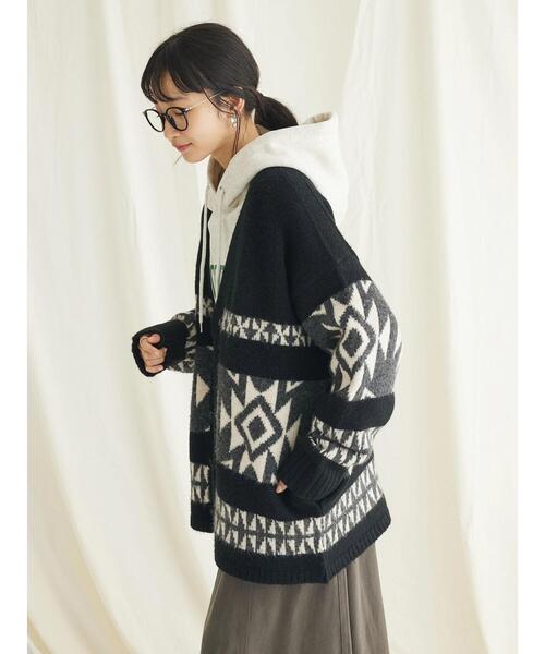 CRAFT STANDARD BOUTIQUE（クラフトスタンダードブティック）の「【男女兼用】オルテガ柄カーディガン　◆（カーディガン/ボレロ・レディース・グレー/ブラック/ベージュ・L/M）」の8枚目の写真