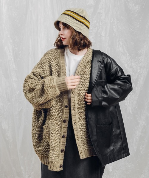 MUHET（ミュエータ）の「ニットバケットハット（ハット・レディース・ブラック/ライトベージュ・FREE）」の9枚目の写真