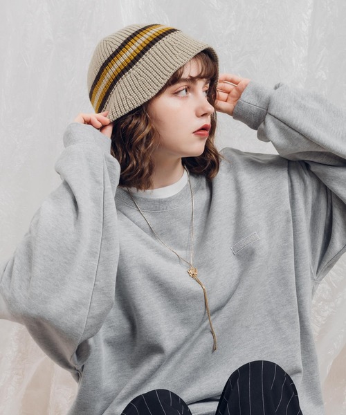 MUHET（ミュエータ）の「ニットバケットハット（ハット・レディース・ブラック/ライトベージュ・FREE）」の5枚目の写真