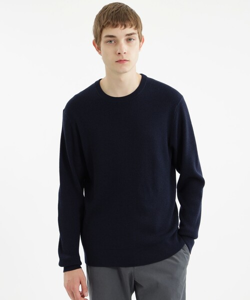 MACKINTOSH PHILOSOPHY(マッキントッシュ フィロソフィー)の「ミニワッフル クルーネックニット(ニット/セーター・メンズ・ライトブルー/ダークネイビー/オフホワイト/イエロー系その他3・40/38)」の4枚目の写真