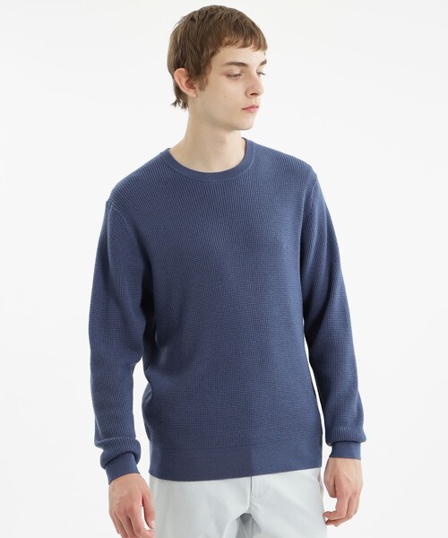 MACKINTOSH PHILOSOPHY(マッキントッシュ フィロソフィー)の「ミニワッフル クルーネックニット(ニット/セーター・メンズ・ライトブルー/ダークネイビー/オフホワイト/イエロー系その他3・40/38)」の3枚目の写真