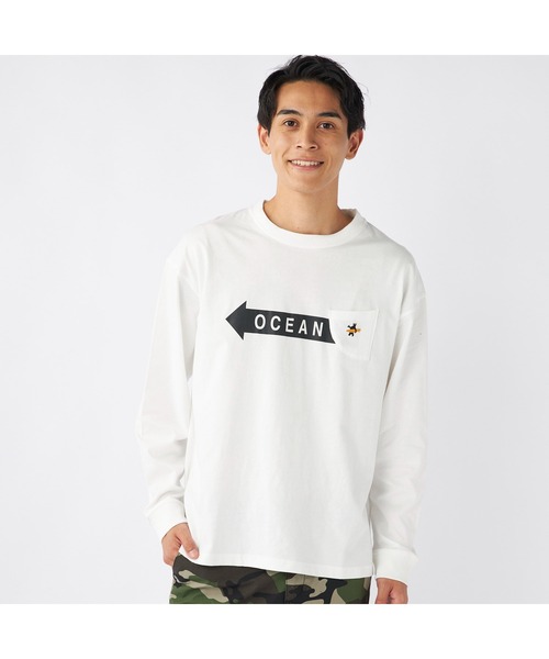 Ocean Pacific(オーシャンパシフィック)の「Ocean Pacific/オーシャンパシフィック Tシャツ 長袖 ブランドロゴ サーフボード ポケット付きシャツ(Tシャツ/カットソー・メンズ・ヘザーグレー/アイボリー/チャコールグレー/ネイビー・XL/M/L)」の2枚目の写真