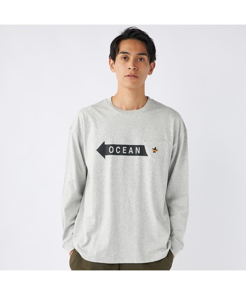 Ocean Pacific(オーシャンパシフィック)の「Ocean Pacific/オーシャンパシフィック Tシャツ 長袖 ブランドロゴ サーフボード ポケット付きシャツ(Tシャツ/カットソー・メンズ・ヘザーグレー/アイボリー/チャコールグレー/ネイビー・XL/M/L)」の4枚目の写真