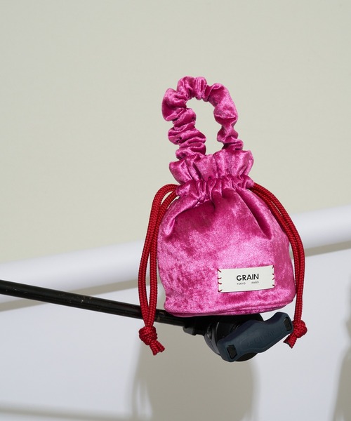 GRAIN（グレイン）の「【GRAIN/グレイン】ギャザーハンドルベロア巾着ラウンドバッグ ＃Loon（ハンドバッグ・レディース・グリーン/ネイビー/ピンク・FREE）」の14枚目の写真
