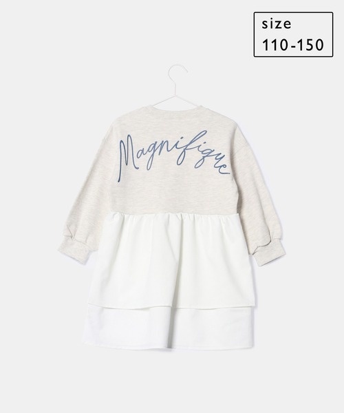 ROPE' PICNIC(ロペピクニック)の「【KIDS】バックプリント裏毛ティアードワンピース(ワンピース・キッズ・チャコールグレー/グレー系その他・110/120/130/140/150)」の1枚目の写真