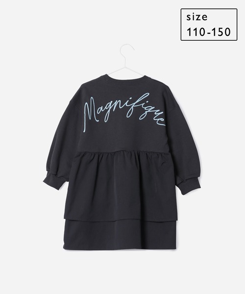 ROPE' PICNIC(ロペピクニック)の「【KIDS】バックプリント裏毛ティアードワンピース(ワンピース・キッズ・チャコールグレー/グレー系その他・110/120/130/140/150)」の2枚目の写真