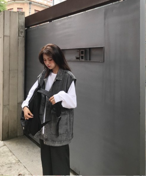 sorule（ソルレ）の「オーバーデニムベスト（ベスト・レディース・ブラック/ブルー・MEDIUM/LARGE）」の4枚目の写真