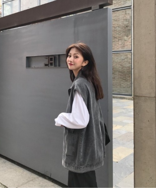 sorule（ソルレ）の「オーバーデニムベスト（ベスト・レディース・ブラック/ブルー・MEDIUM/LARGE）」の6枚目の写真