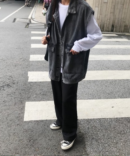 sorule（ソルレ）の「オーバーデニムベスト（ベスト・レディース・ブラック/ブルー・MEDIUM/LARGE）」の7枚目の写真