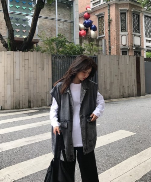 sorule（ソルレ）の「オーバーデニムベスト（ベスト・レディース・ブラック/ブルー・MEDIUM/LARGE）」の8枚目の写真