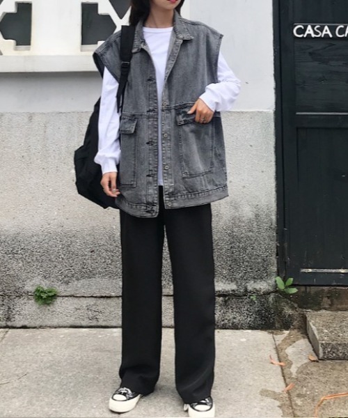 sorule（ソルレ）の「オーバーデニムベスト（ベスト・レディース・ブラック/ブルー・MEDIUM/LARGE）」の10枚目の写真