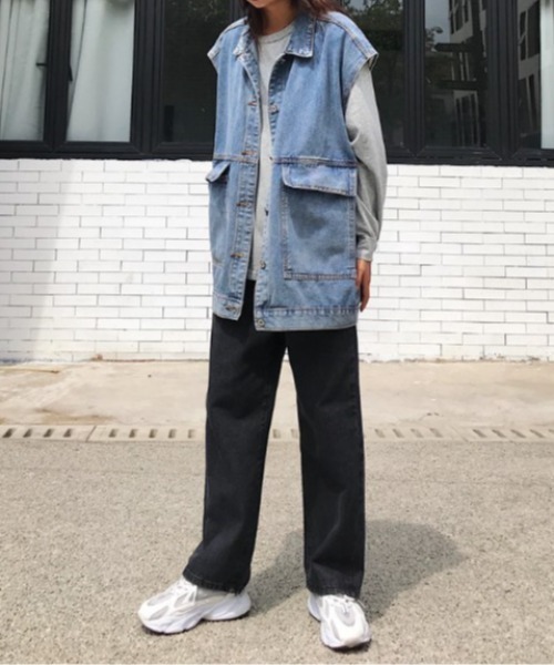 sorule（ソルレ）の「オーバーデニムベスト（ベスト・レディース・ブラック/ブルー・MEDIUM/LARGE）」の18枚目の写真