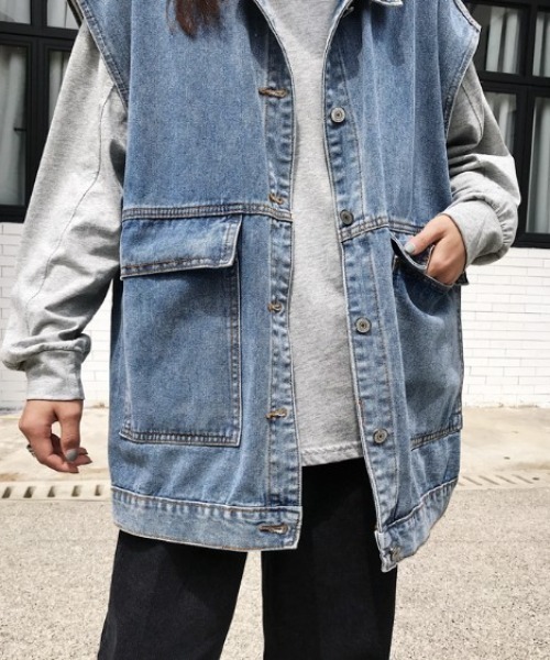 sorule（ソルレ）の「オーバーデニムベスト（ベスト・レディース・ブラック/ブルー・MEDIUM/LARGE）」の20枚目の写真