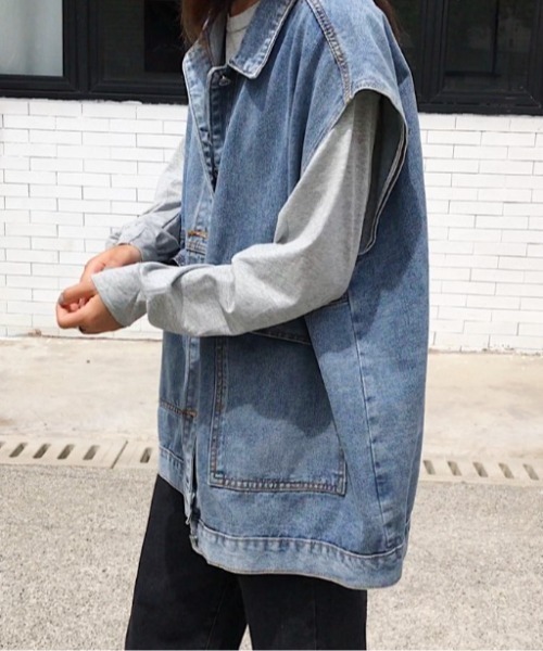 sorule（ソルレ）の「オーバーデニムベスト（ベスト・レディース・ブラック/ブルー・MEDIUM/LARGE）」の21枚目の写真