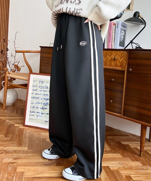 Sports Magic ブラックパンツ ALLJAPAN レディース アディカラー ポーラーフリース トラックパンツ