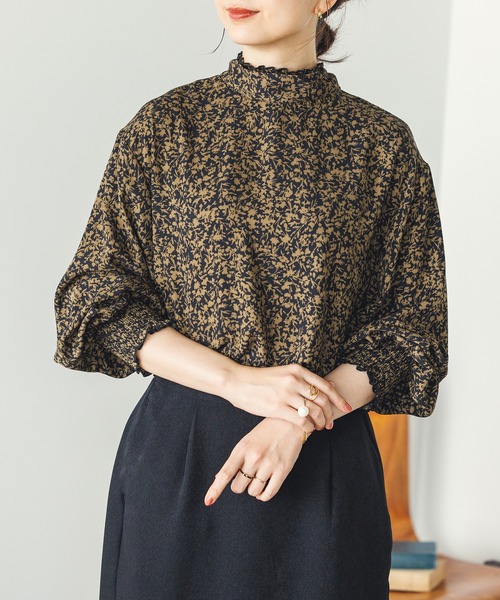 hunch（ハンチ）の「単色花柄ボウタイブラウス（シャツ/ブラウス