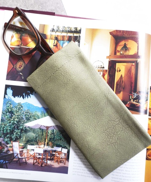 ワンタッチで簡単♪】 フェイクレザー メガネケース / ソフトメガネ